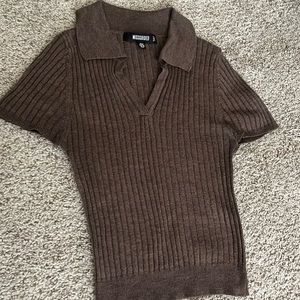 Missguided Brown collard cropped top